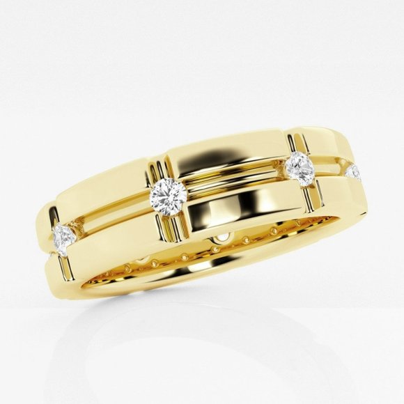 1/2 ctw Round Lab Grown Diamond Men's Wedding Band - Picture 4 of 6